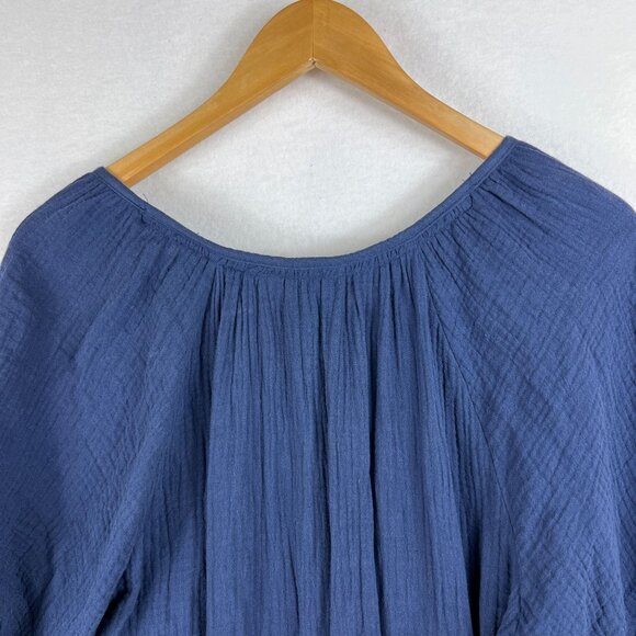 Knox Rose Womens Navy Blue Gauze V-Neck Romper Shorts Size L Puff Sleeve - Picture 4 of 16